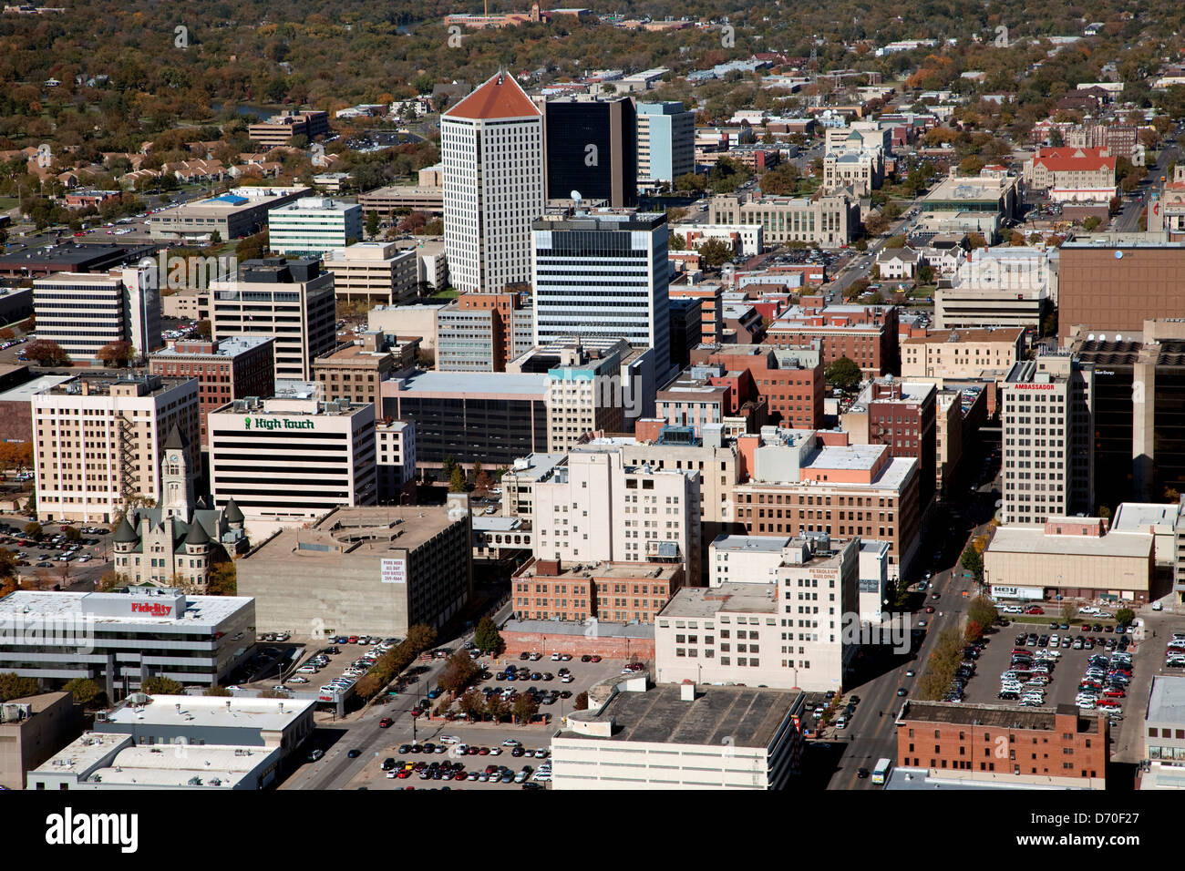 Stati Uniti d'America, Kansas, Wichita, vista aerea di downtown area Foto Stock
