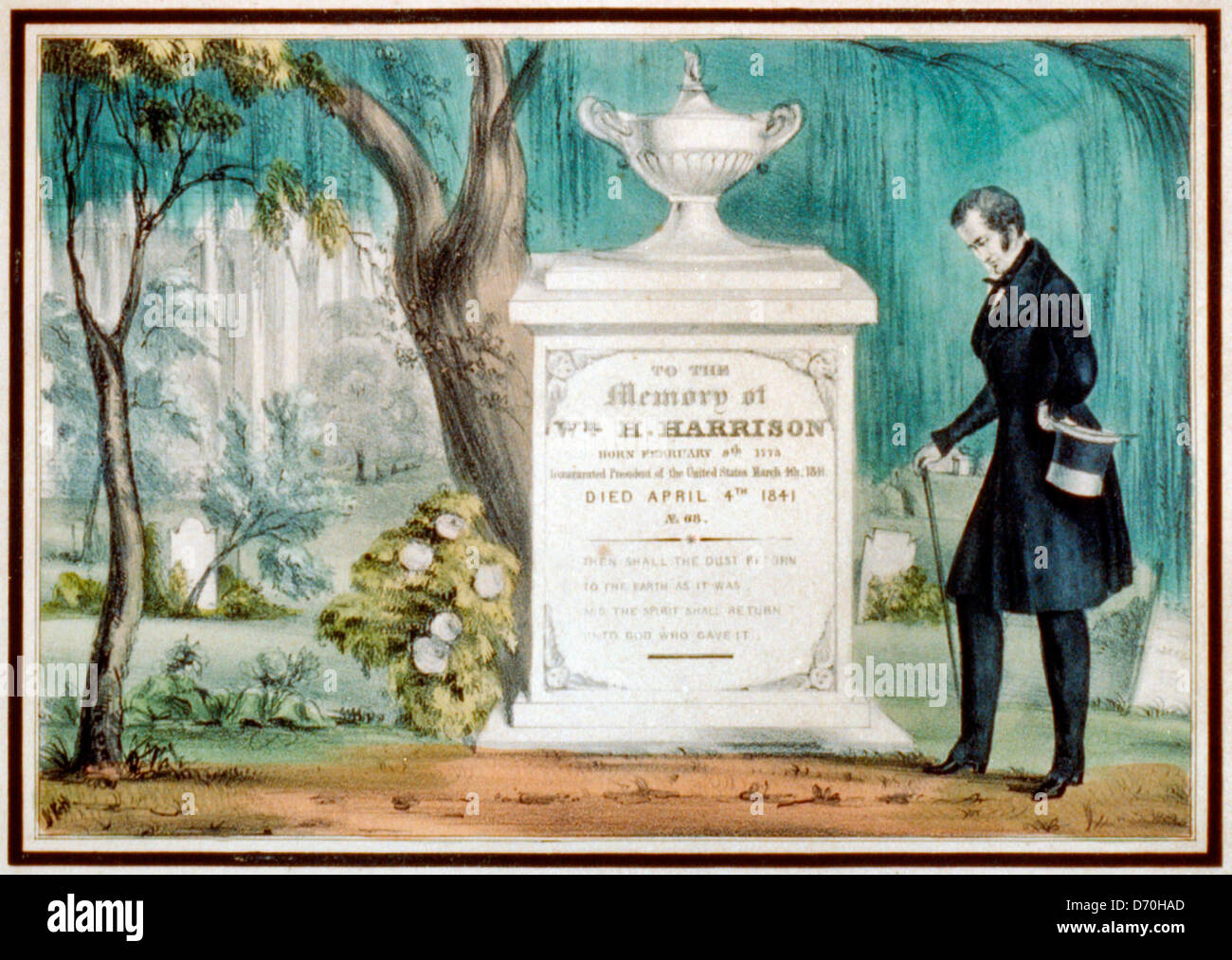 Alla memoria di William Harrison H: nato il 9 febbraio 1773. inaugurato presidente degli Stati Uniti il 4 marzo 1841. Morì 4 aprile 1841. L'età 68 Foto Stock