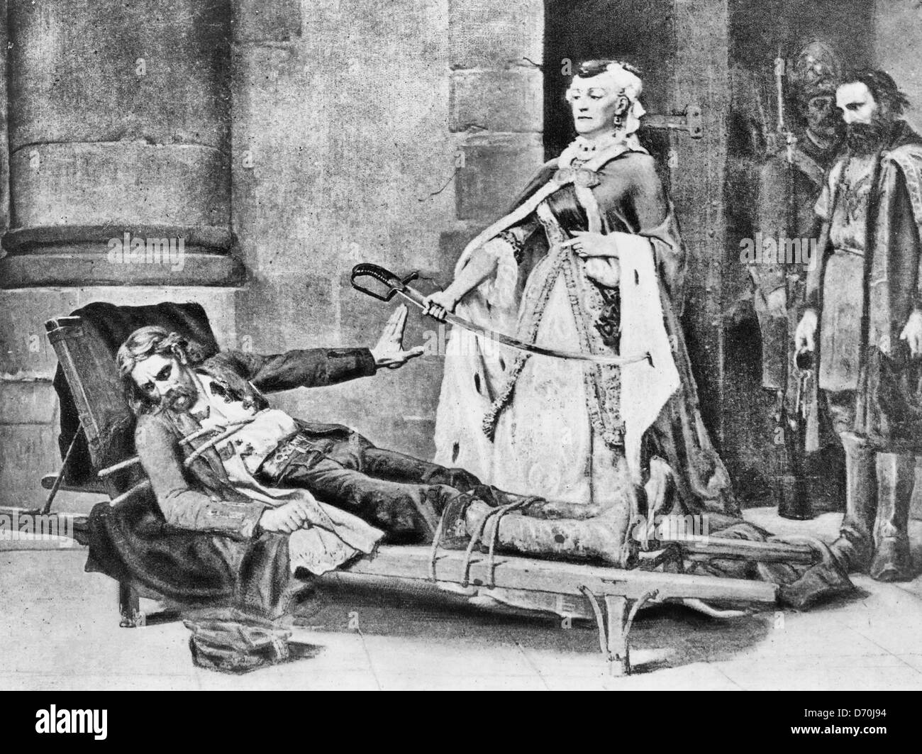 Thaddeus Kosciusko, legato a una lettiera, rifiutando la spada offerti da Caterina II seguenti fallita ribellione che ha portato alla divisione della Polonia Foto Stock