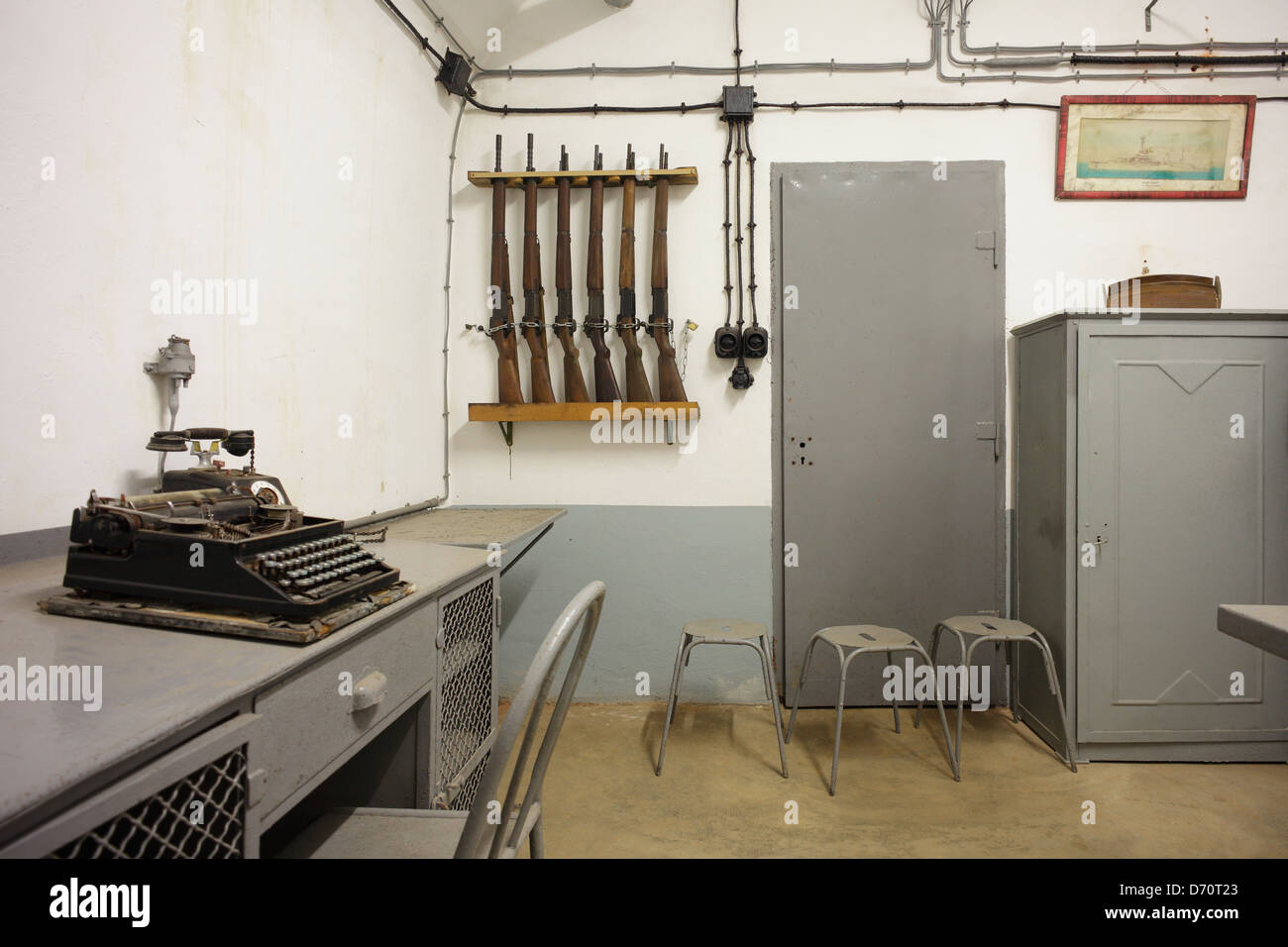 Lembach, Francia, command center nel bunker di quattro-a-Chaux Foto Stock