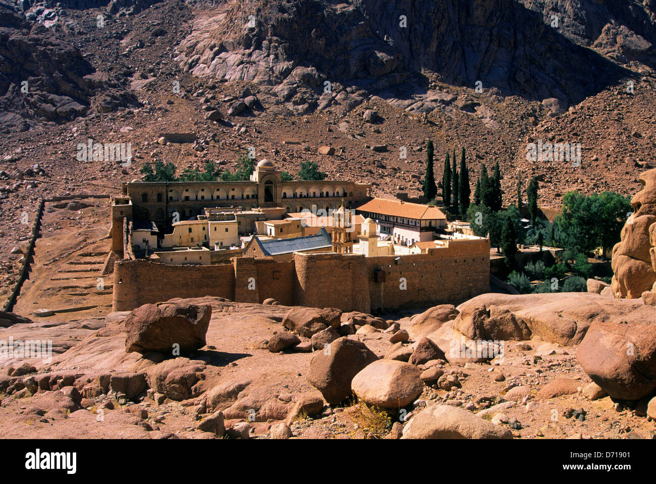 L'Egitto, la penisola del Sinai, vista il monastero di Santa Caterina, fondata nel 342 d.c. Foto Stock