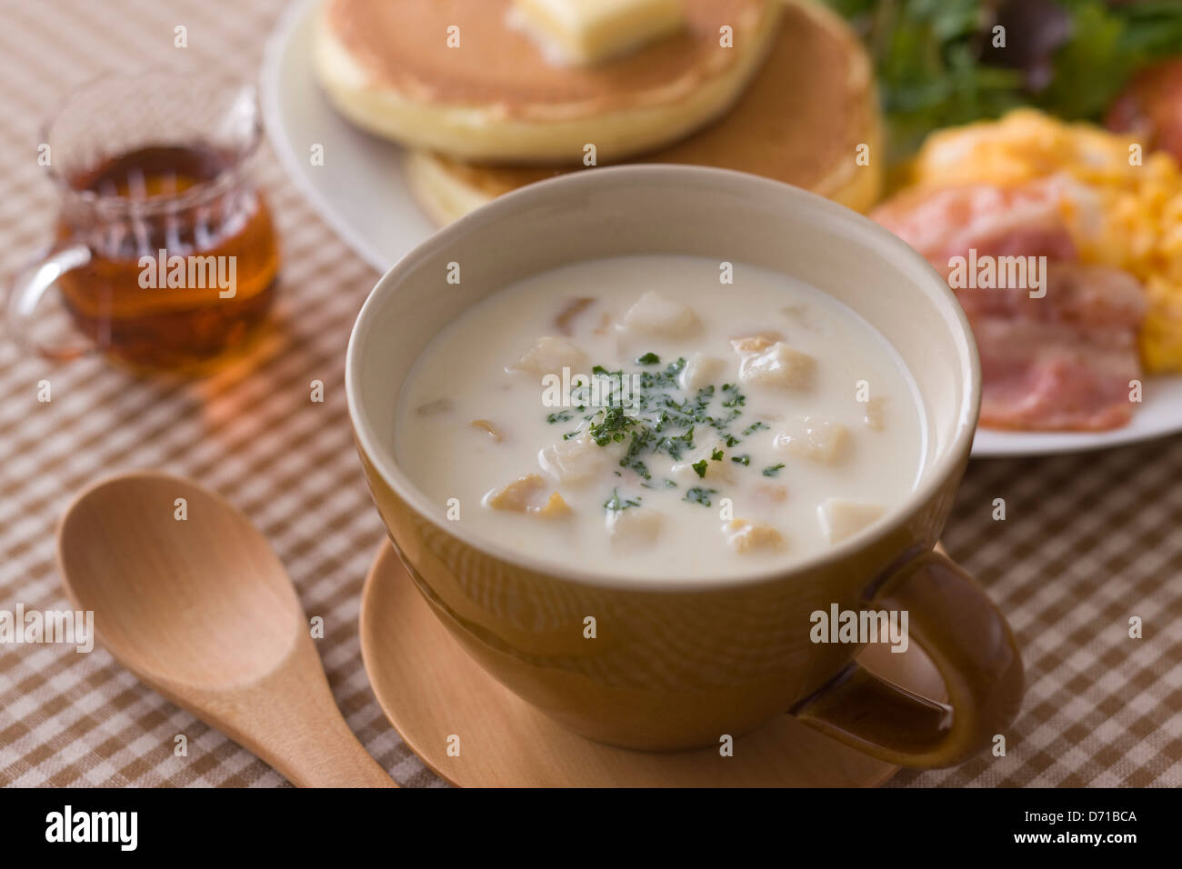 Zuppa di vongole Foto Stock