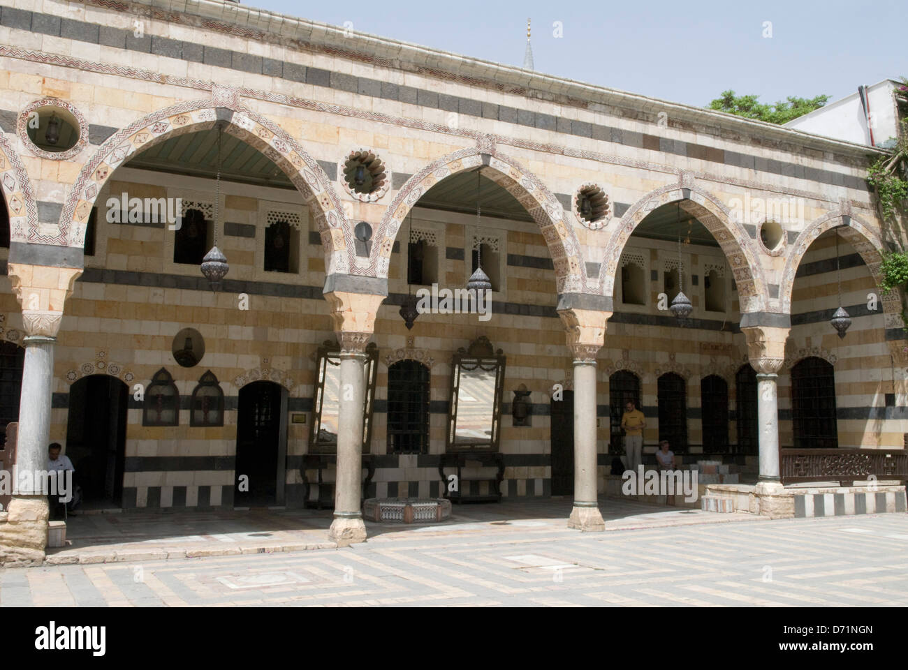 Azem Palace (Bait Al-'Azem), una vecchia residenza ottomana in Damasco, Siria. Ora il museo di arti popolari e tradizione Foto Stock