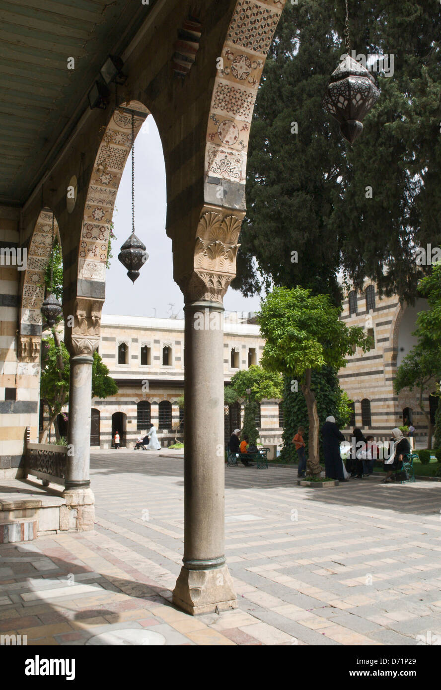 Damasco, Siria. Il Palazzo Azem ("Bait Al-'Azem'), una vecchia residenza ottomana, ora il museo di arti popolari e tradizione. Foto Stock