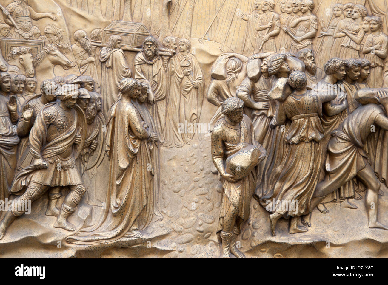 Porte del Paradiso del Ghiberti (1401), la cattedrale del Duomo Battistero, Firenze, Italia Foto Stock