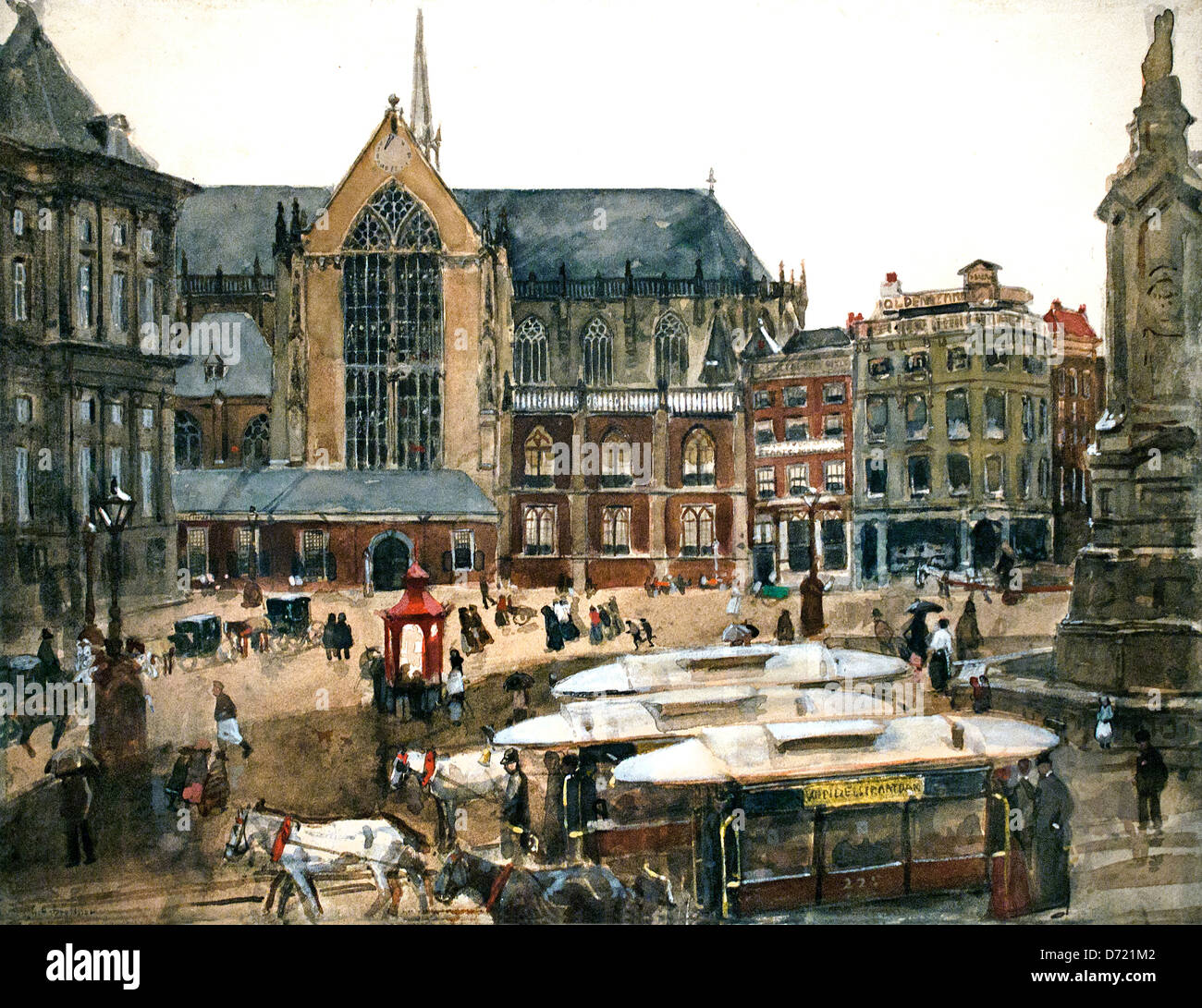 Vista di Piazza Dam in Amsterdam 1895 George Hendrik Breitner 1857-1923 olandese Paesi Bassi Foto Stock