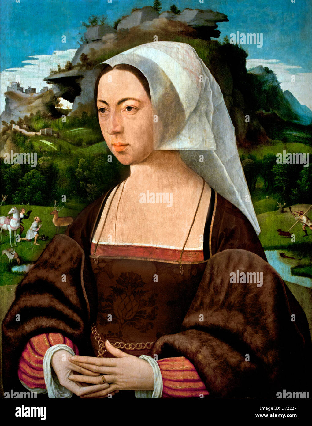 Ritratto di una donna sconosciuta, 1525 ,Jan Janz Mostaert, Haarlem 1474 -1555/56, Olandese, Paesi Bassi Foto Stock
