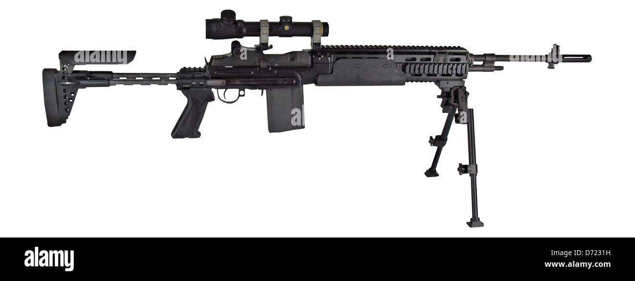 MK14 Mod 0 Enhanced Battle Rifle, un'arma militare di precisione progettata per obiettivi anti-personale e materiali leggeri. È dotato di un calibro NATO da 7,62 mm con una portata effettiva fino a 914 metri. Foto Stock