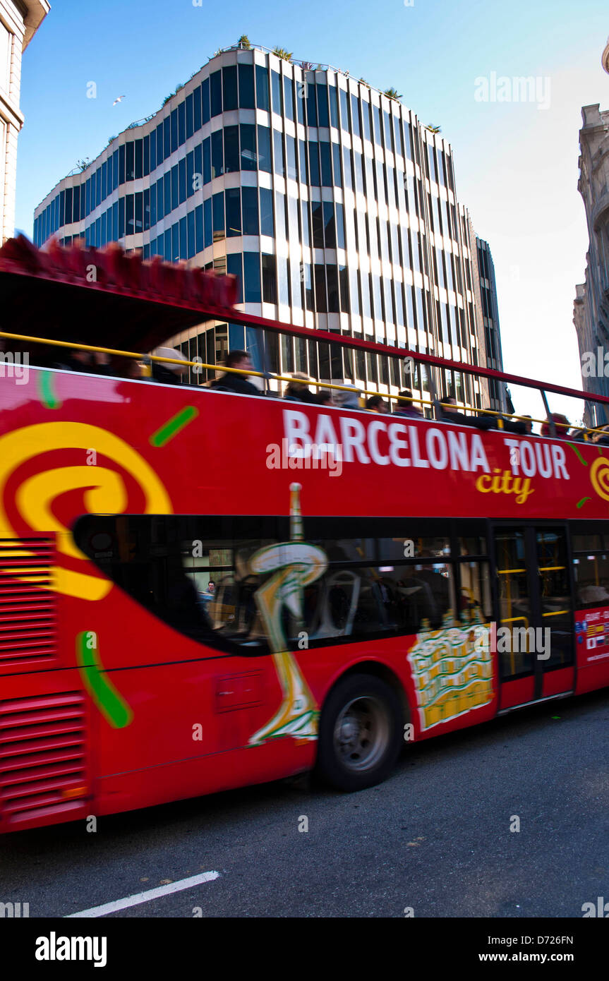 Autobus turistico di Barcellona, Barcellona, in Catalogna, Spagna Foto Stock
