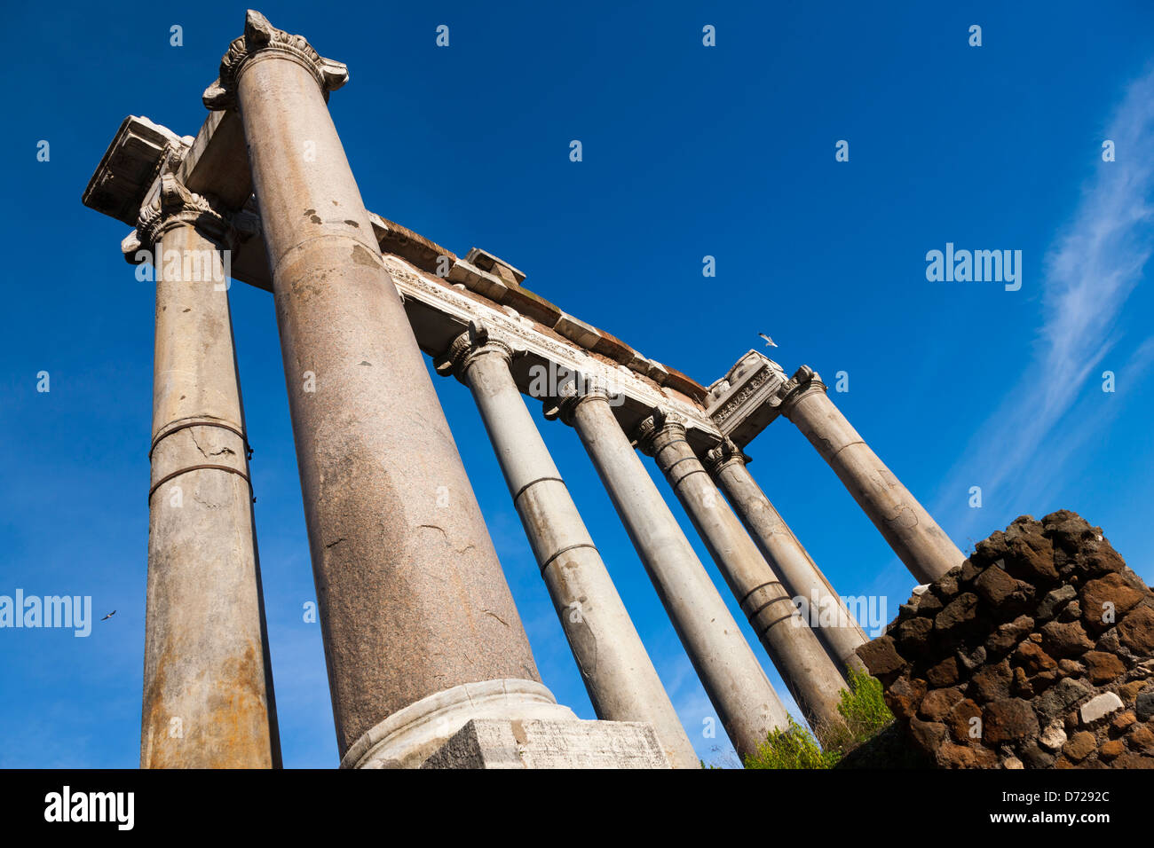 Le colonne del Foro Romano a Roma, Italia Foto Stock