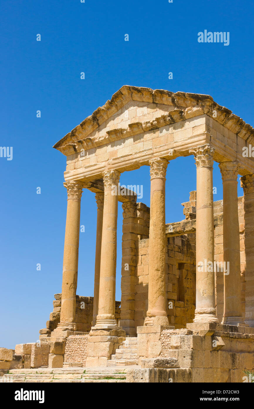 Le rovine romane, Capitol, Sbeitla, Tunisia Foto Stock