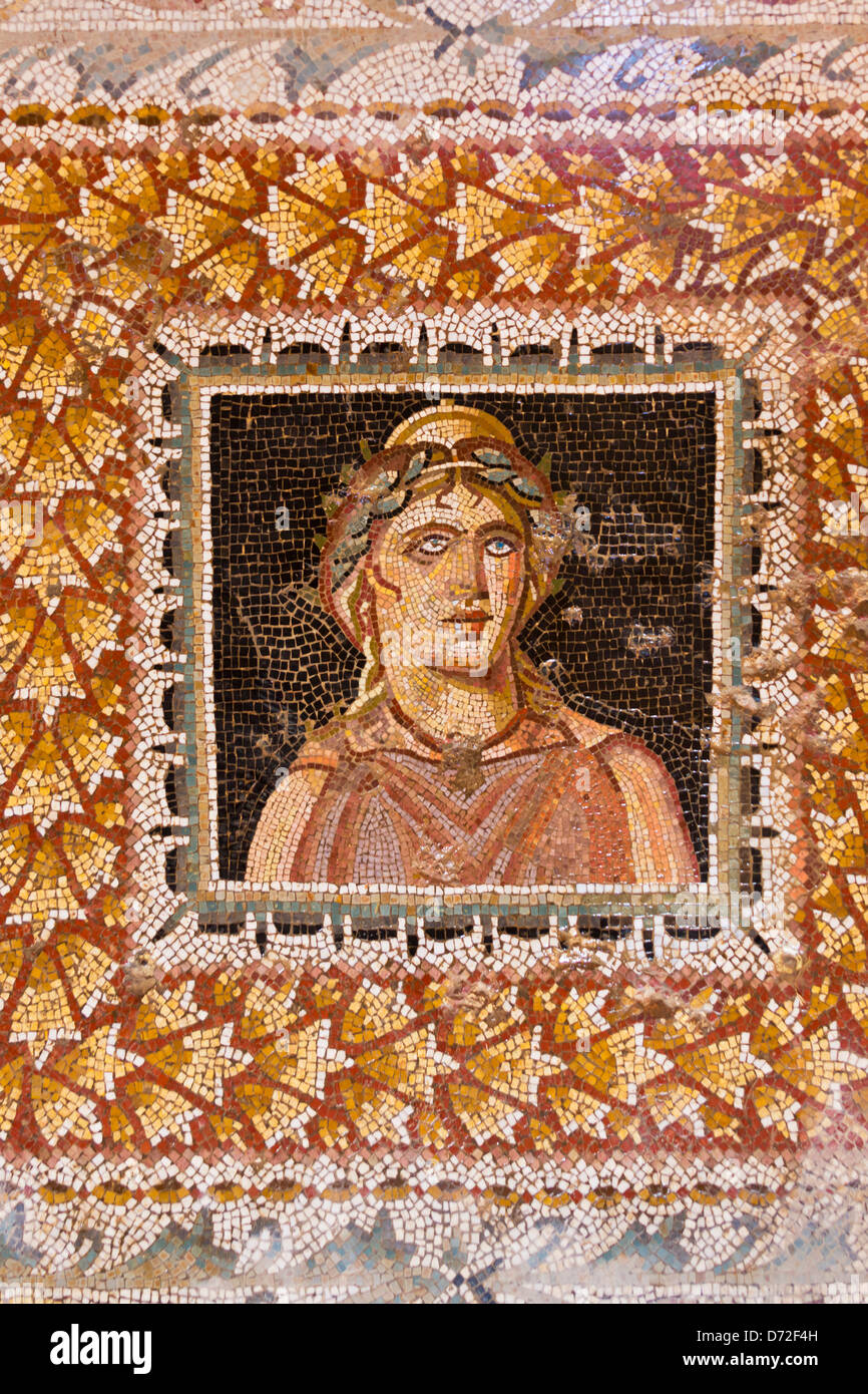 Mosaico a Bulla Regia rovine romane, Tunisia Foto Stock
