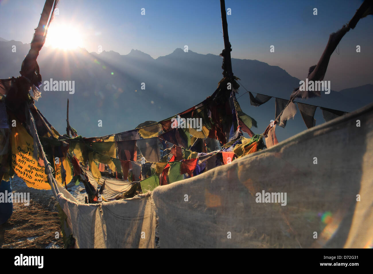 Tramonto a Dzongri Geochala basscamp. Foto Stock