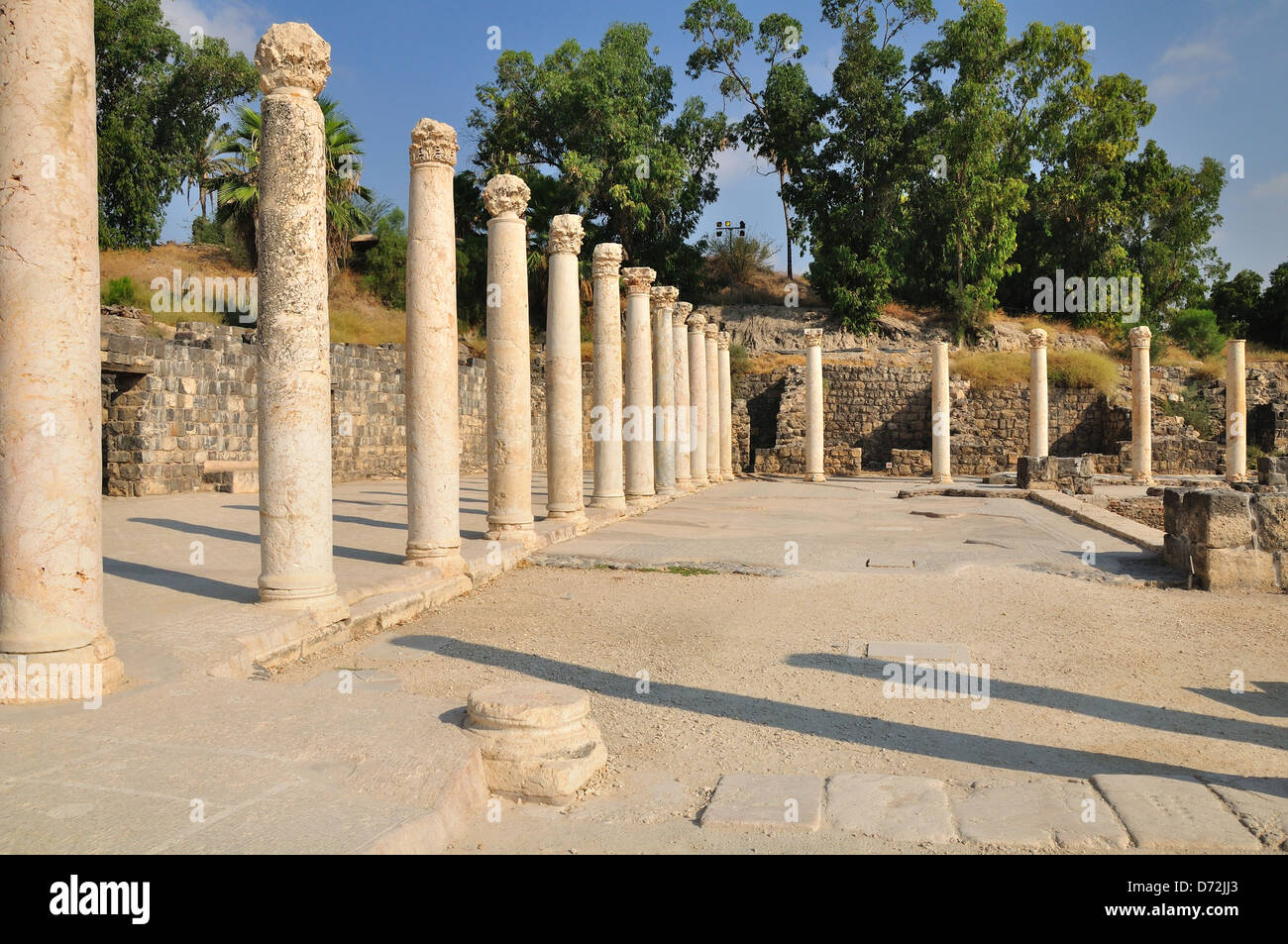 Colonne di antica Beit Shean città. Il nord di Israele. Foto Stock