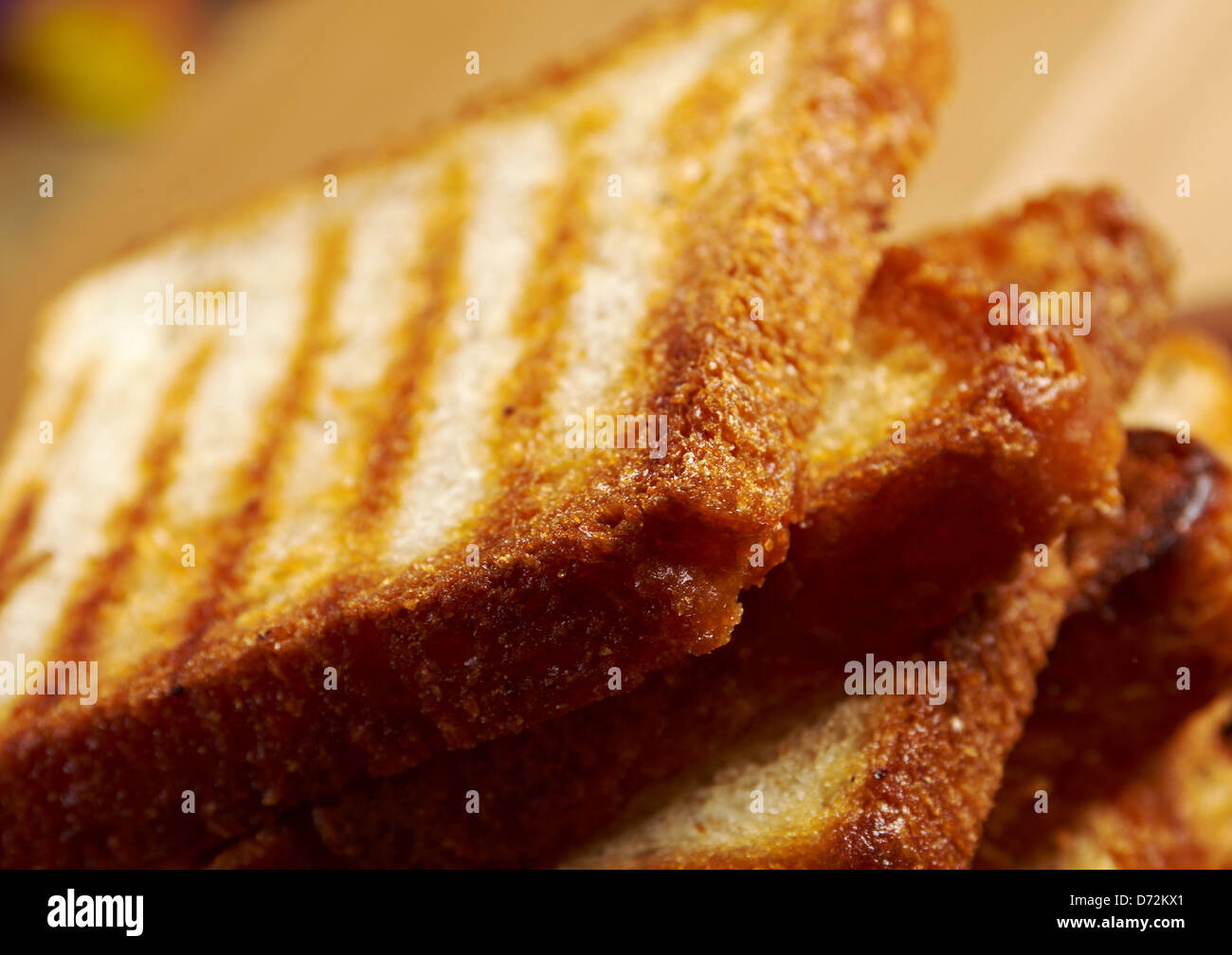 Pila fette di pane per la colazione.Close up di tostare il pane bianco a fette Foto Stock