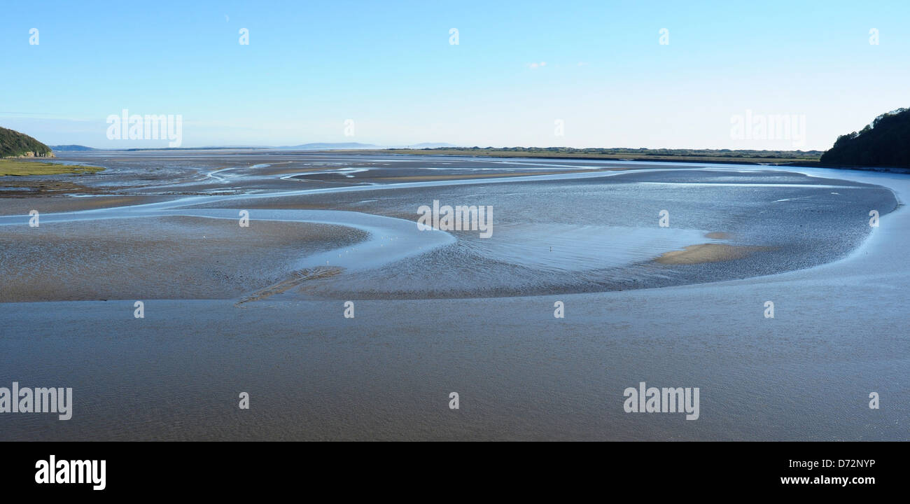 Taf sul fiume Tagliamento a bassa marea da Laugharne, Carmarthenshire, Wales, Regno Unito Foto Stock