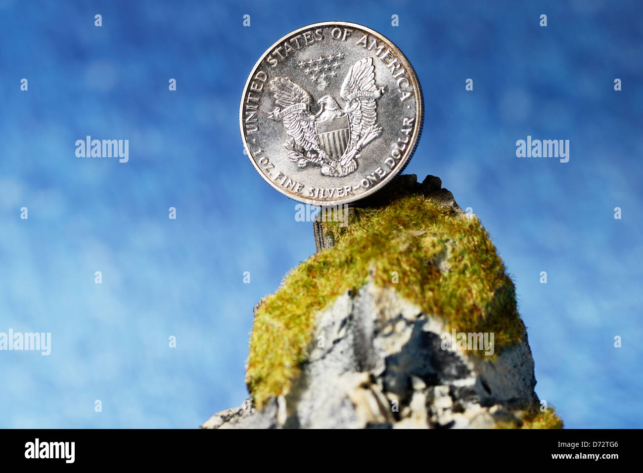 US-silver dollar sulla scogliera, ispettore fiscale la scogliera Foto Stock