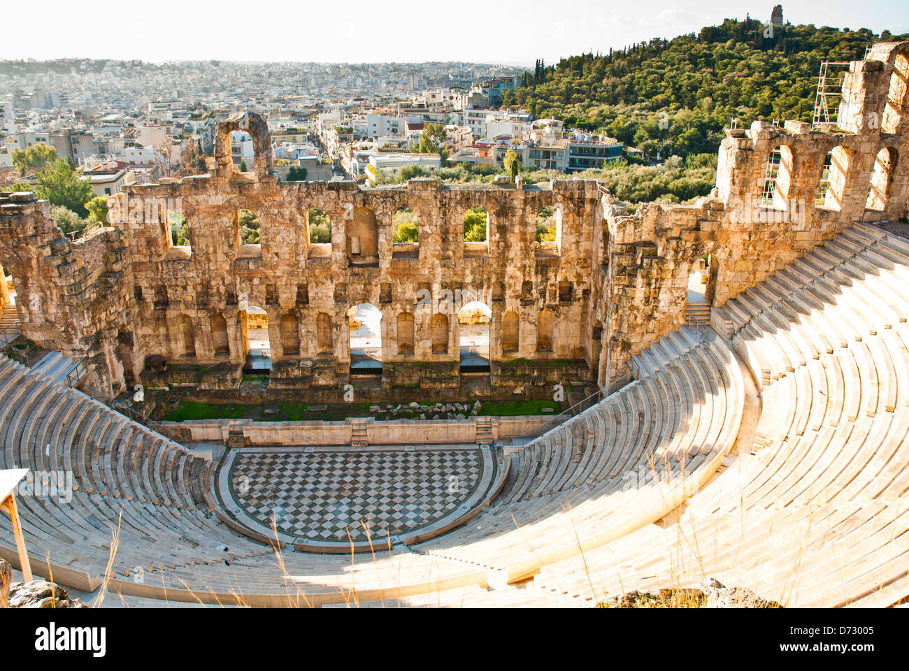 Antico anfiteatro sul Acropole in Grecia Foto Stock