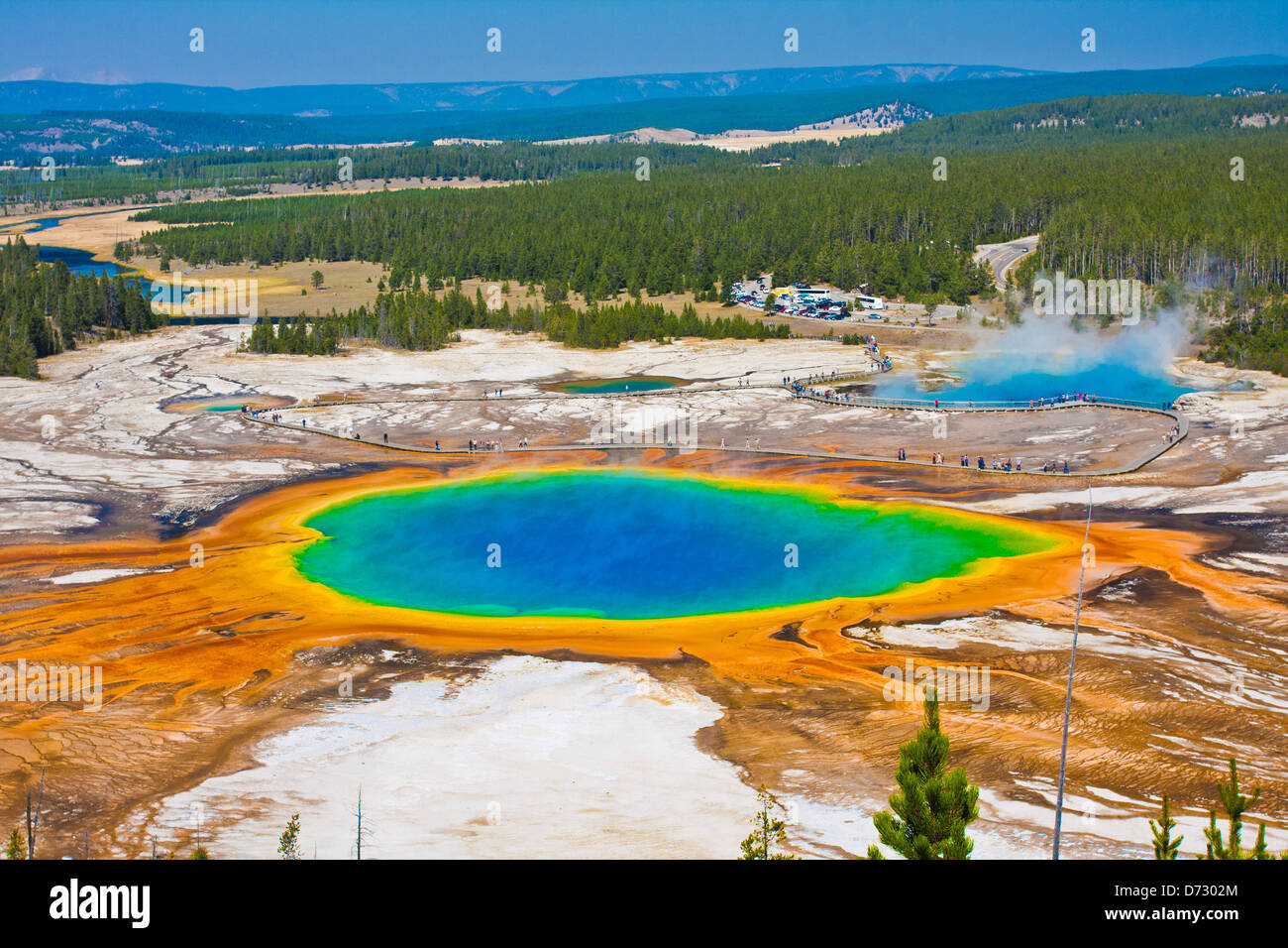 Il famoso Grand Prismatic Spring nel Parco Nazionale di Yellowstone Foto Stock