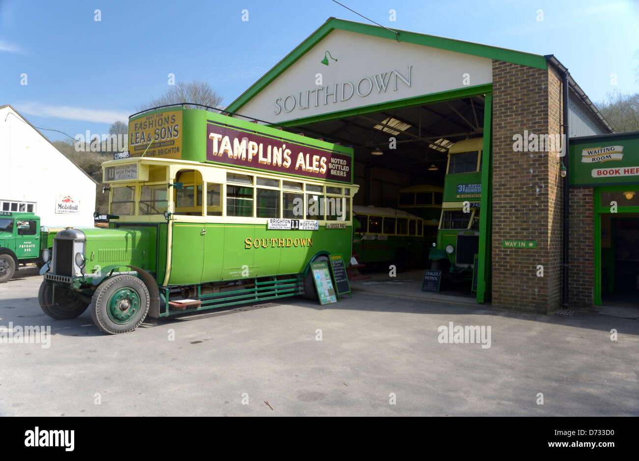 Il motore Southdown Garage a Amberley Working Museum, Amberley, West Sussex, Regno Unito Foto Stock