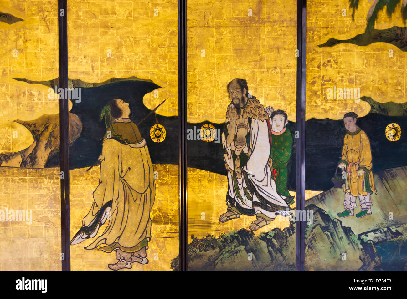 Schermo dipinta porta, Tofuku-ji, Kyoto, Giappone Foto Stock