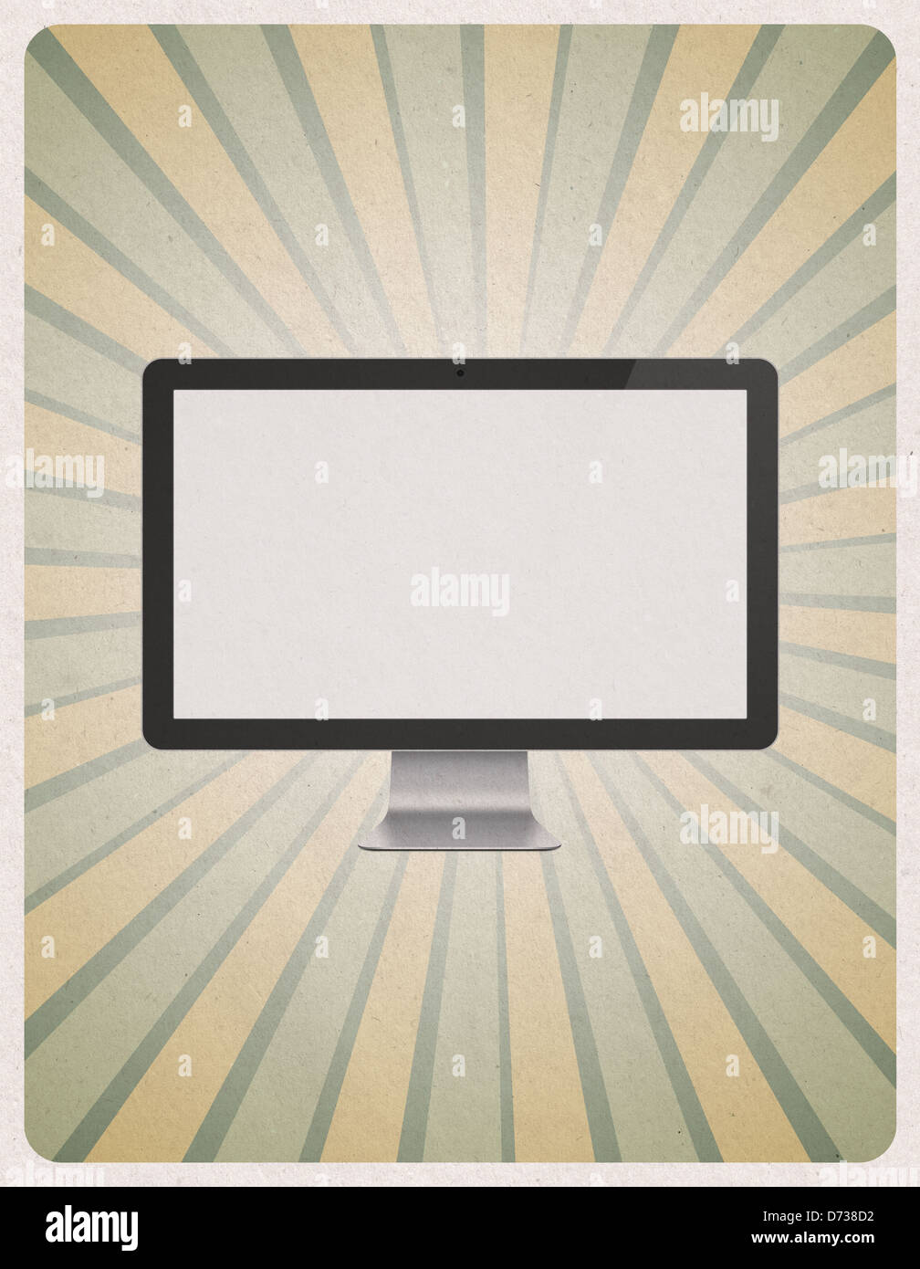 In stile retrò poster vintage o annuncio pubblicitario con moderni computer  vuota monitor su grunge sfondo della carta Foto stock - Alamy