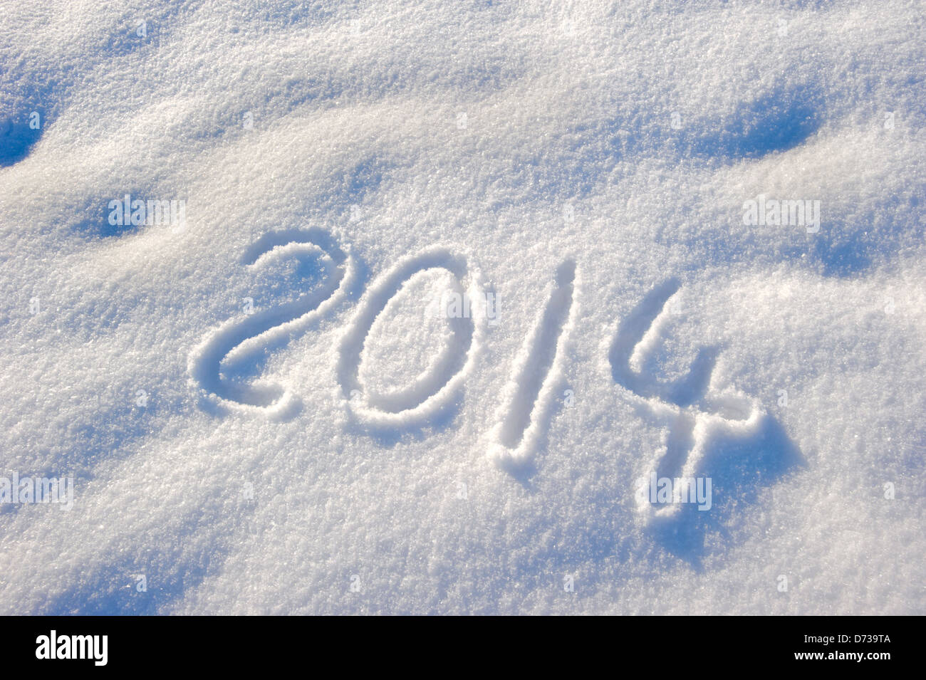 Anno Nuovo 2014 scritto nella neve Foto Stock