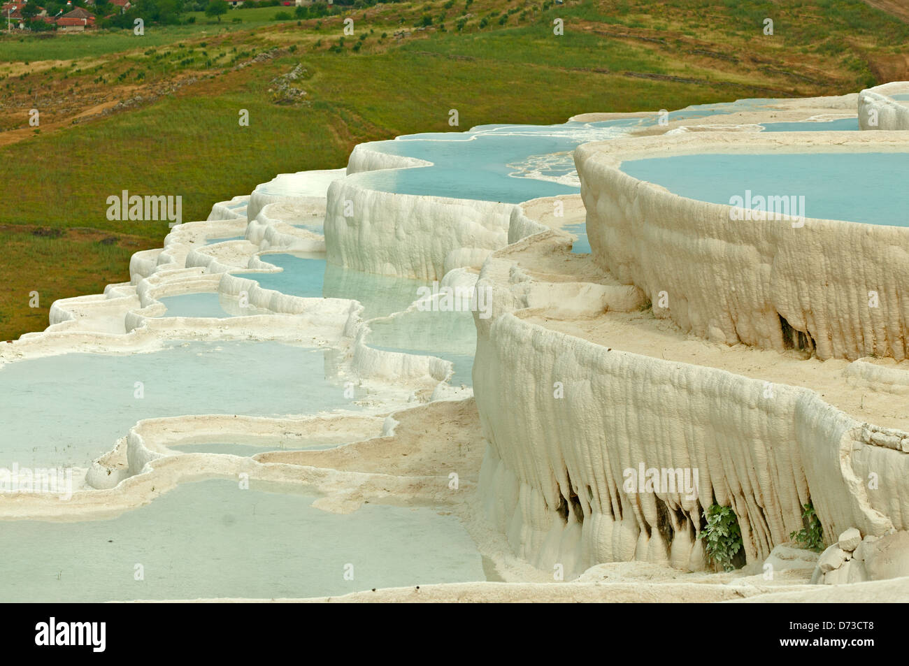 Travertini in Pamukkale, Denizli, Turchia Foto Stock