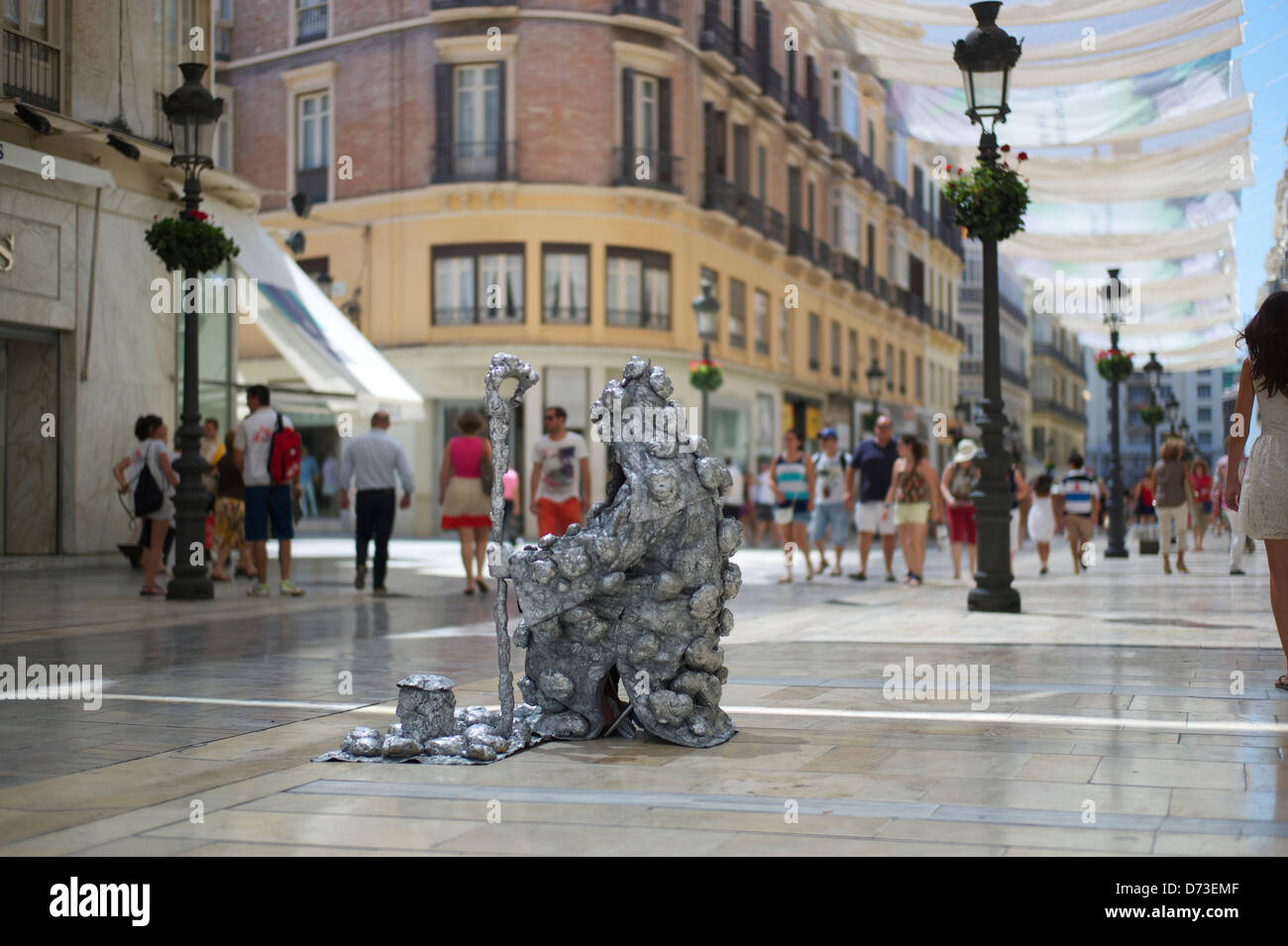 Malaga vivere statua d'argento Foto Stock