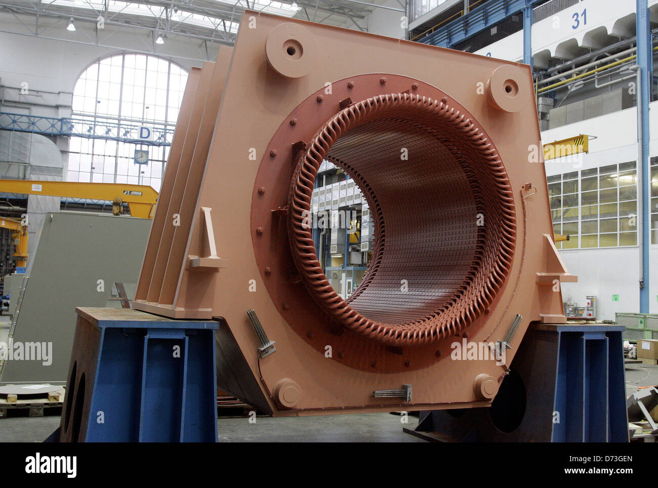 Berlino, Germania, un supporto per un rullo motore di Siemens AG Foto Stock