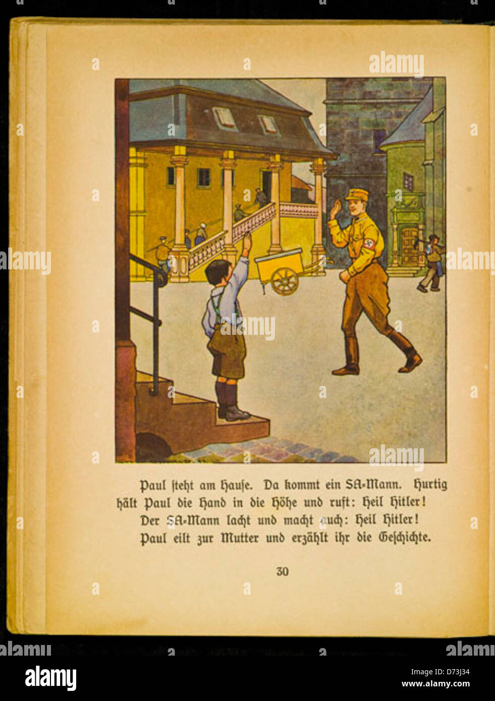 Questo libro illustrato per bambini, *Guck emol!*, descrive temi legati al nazionalsocialismo e al suo impatto sull'infanzia. Il libro esplora le esperienze dei bambini durante questo periodo storico, attraverso le sue illustrazioni e storie. Foto Stock