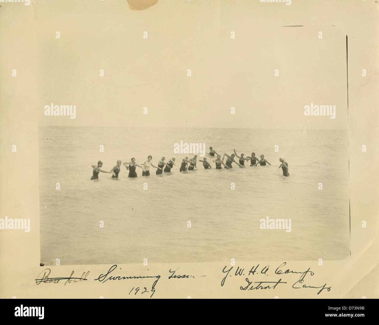 Lezione di Nuoto, Y.M.H.A. camp, Detroit, Michigan, 1929 Foto Stock
