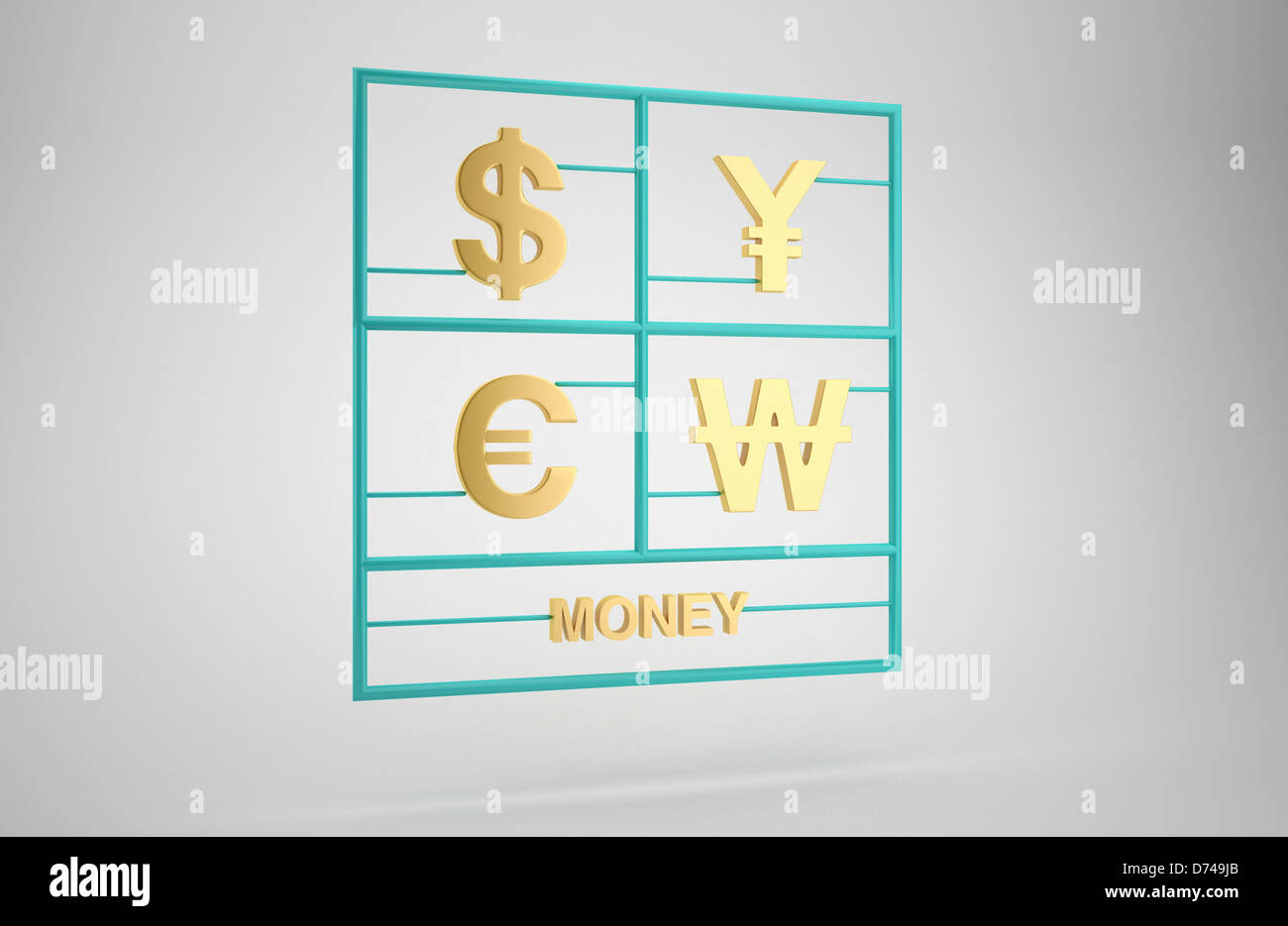 Dollaro, Yuan euro e valute ha vinto in golden simbolo Foto Stock