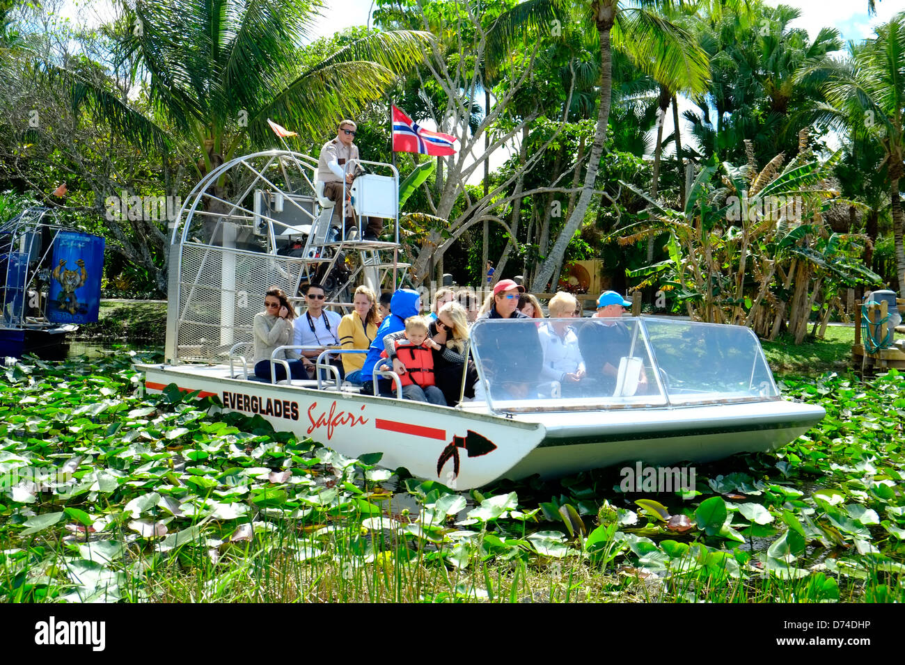 Aria giro in barca attraverso il parco nazionale delle Everglades, Florida, Stati Uniti d'America Foto Stock