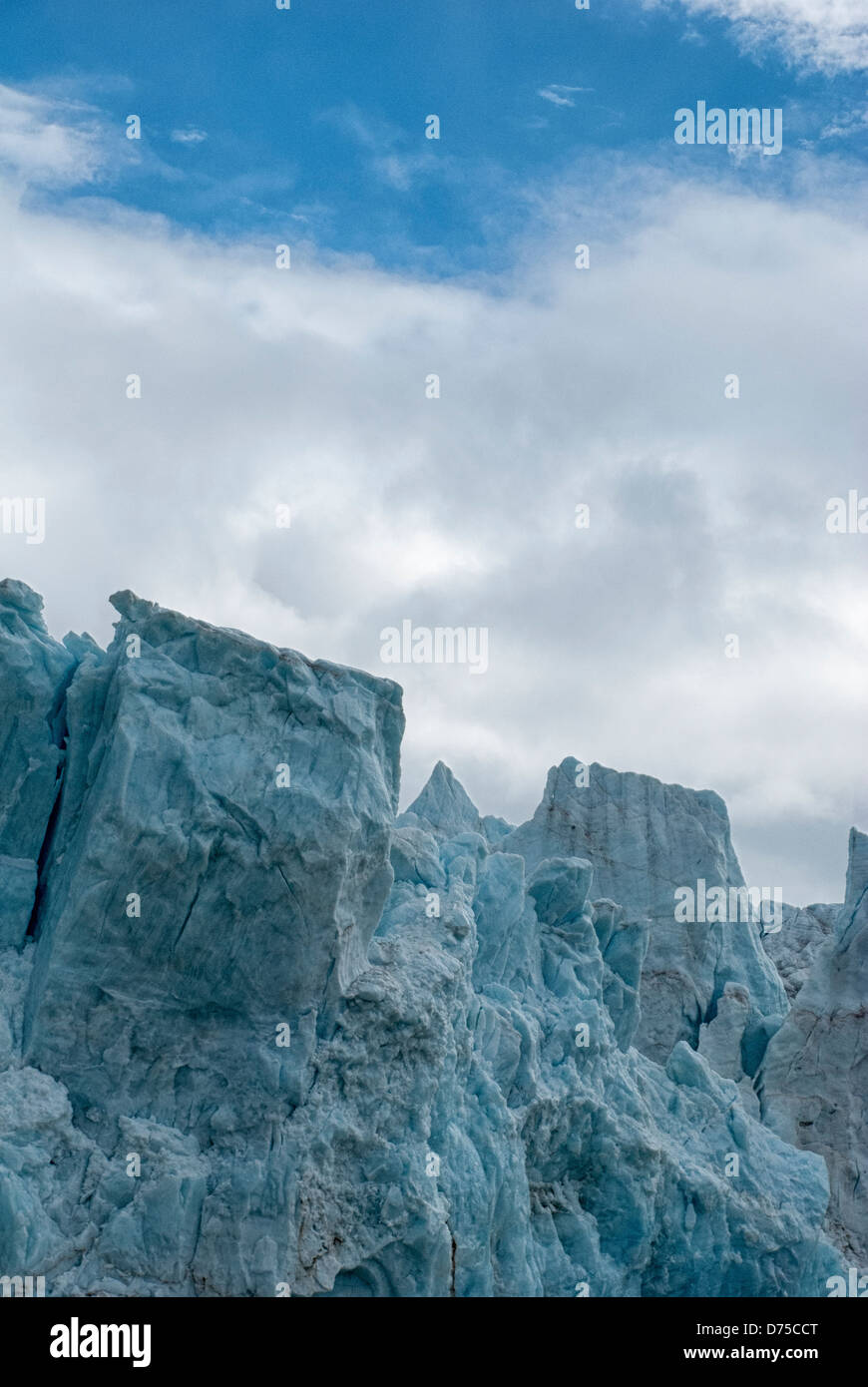 Faccia del 14 luglio ghiacciaio, Krossfjord, Spitsbergen, arcipelago delle Svalbard, Norvegia Foto Stock