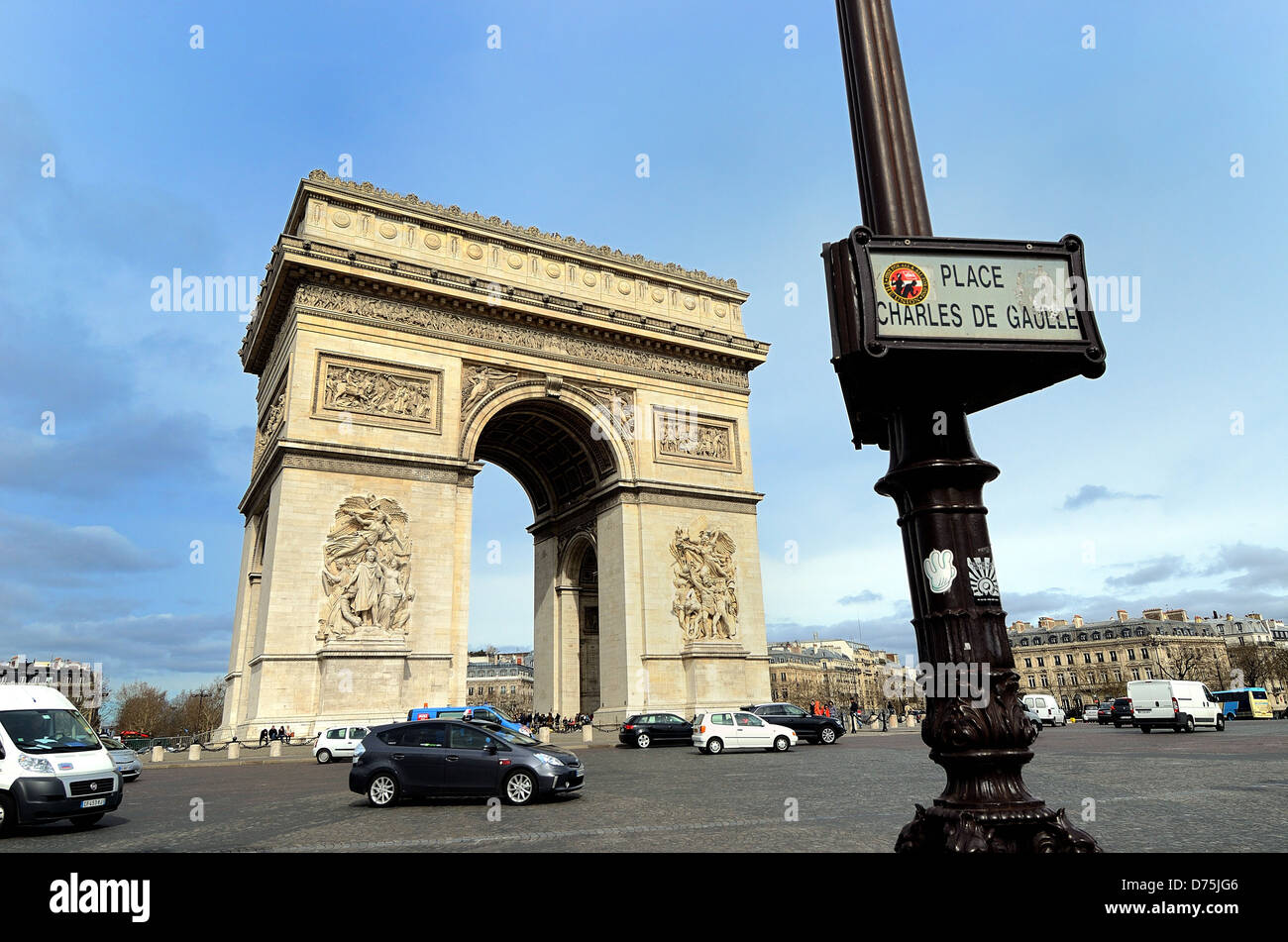 Arc de Triomphe e Place Charles De Gaulle Paris Francia Foto Stock