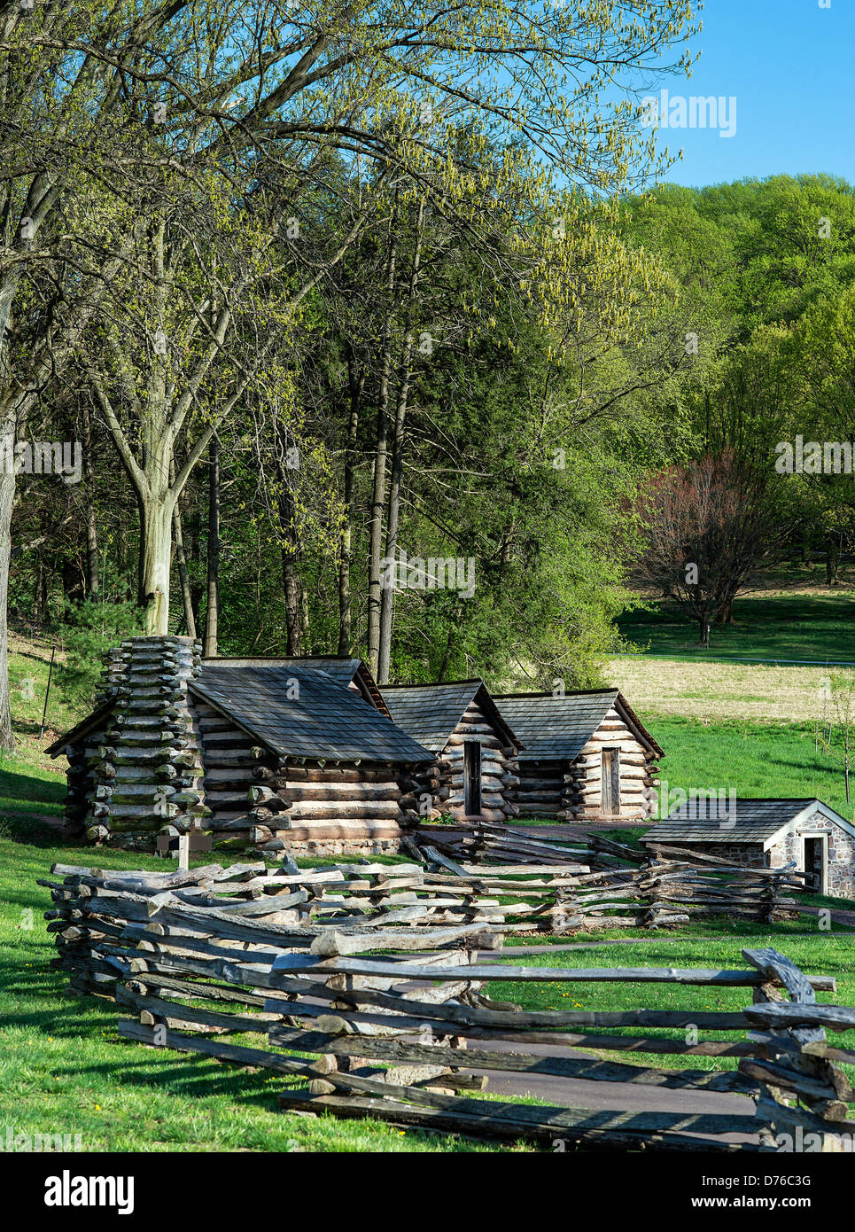 Cabine, Valley Forge National Historical Park, Pennsylvania, STATI UNITI D'AMERICA Foto Stock