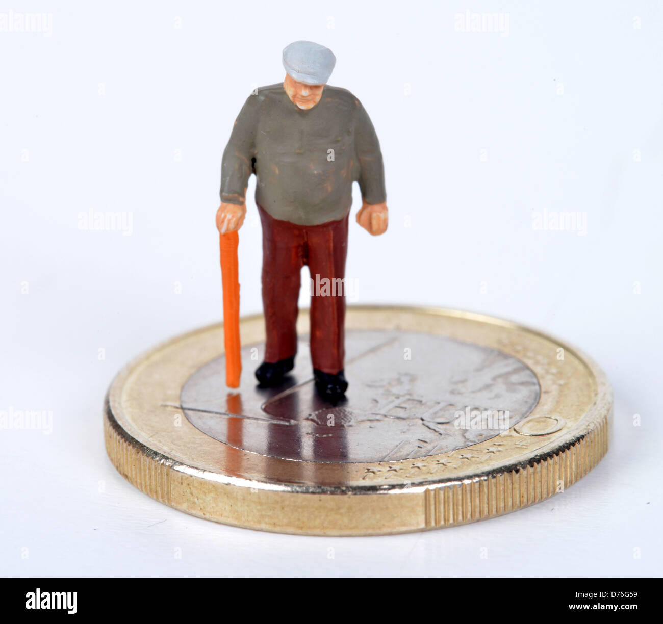 Titolare di pensione o di rendita Symboldbild Miniaturfigur denaro Foto Stock