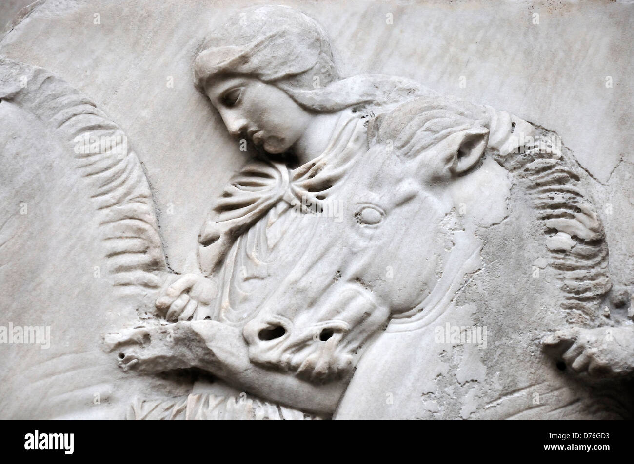 Londra, Inghilterra, Regno Unito. British Museum. Il 'marmi di Elgin' - parti del Partenone di Atene ha acquisito da Lord Elgin. Dettaglio Foto Stock