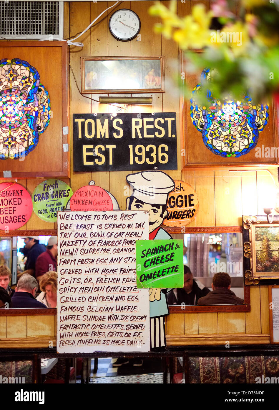 Vista interna di Tom's Ristorante a Prospect Heights Brooklyn. Foto Stock