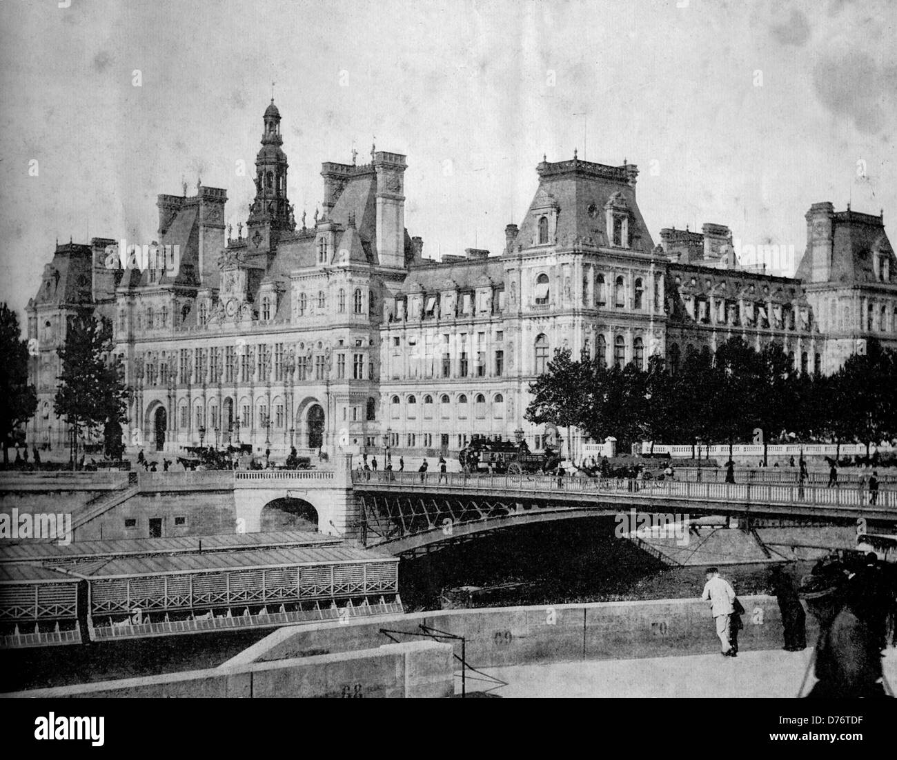 Uno dei primi autotype fotografie di Hotel de Ville, Municipio, Parigi, Francia, circa 1880 Foto Stock