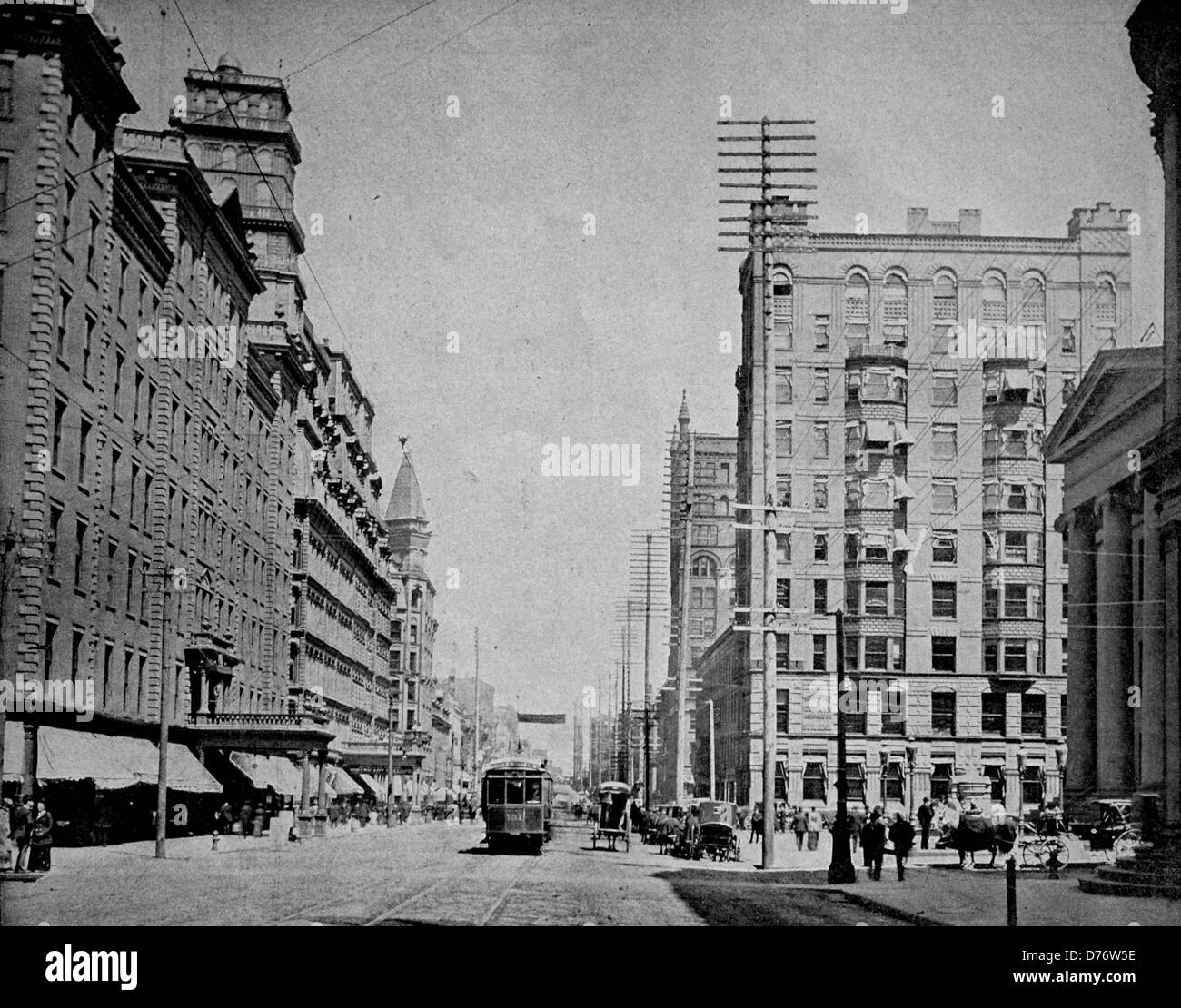 Uno dei primi mezzi toni, 1880, Mainstreet a Rochester, Amerika Foto Stock