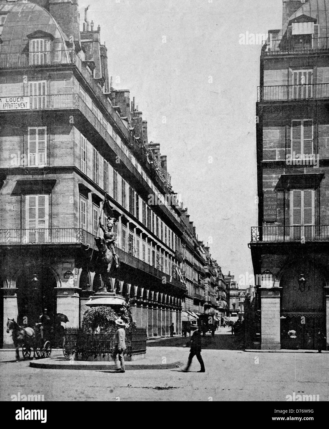 Uno dei primi mezzi toni, statua equestre di Jeanne d'Arc, Parigi, Francia, 1880 Foto Stock