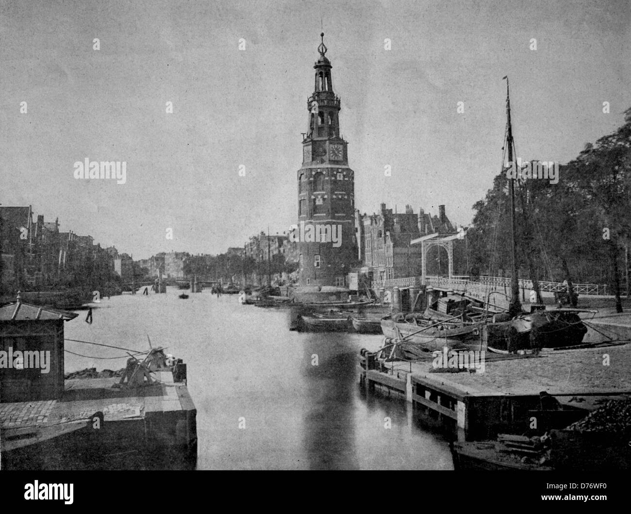 Autotype precoce del Tour du Mont-Alban tower, Olanda, Amsterdam, Olanda, 1880 Foto Stock