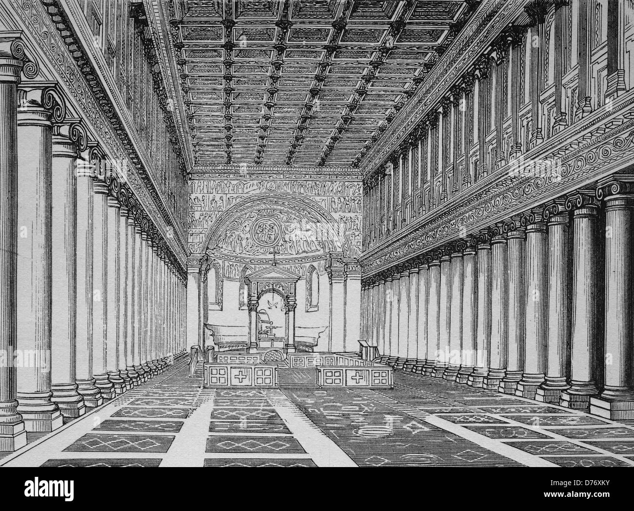 Basilica bizantina, stile architettonico, storico xilografia, 1870 Foto Stock