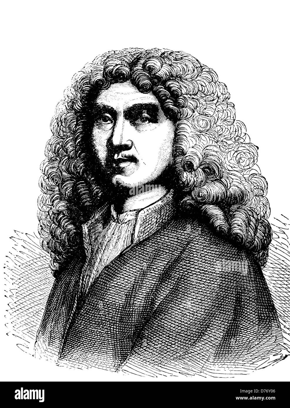 Jean-Baptiste Moliere, 1622 - 1673, attore francese e drammaturgo, xilografia dal 1880 Foto Stock