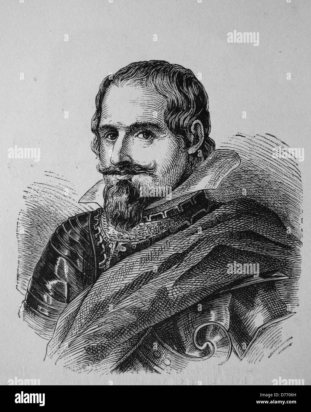 Don Gaspar de Guzman, Conde de Olivares, 1587 - 1645, portando il ministro della Spagna durante il regno di Filippo IV, xilografia dal 1880 Foto Stock