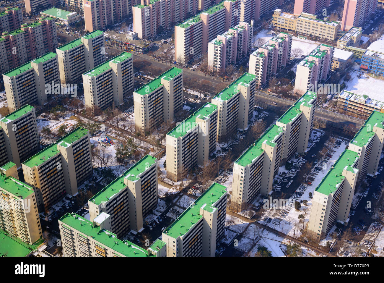 Alto edificio di appartamenti sul isola di Yeouido a Seul, Corea del Sud Foto Stock