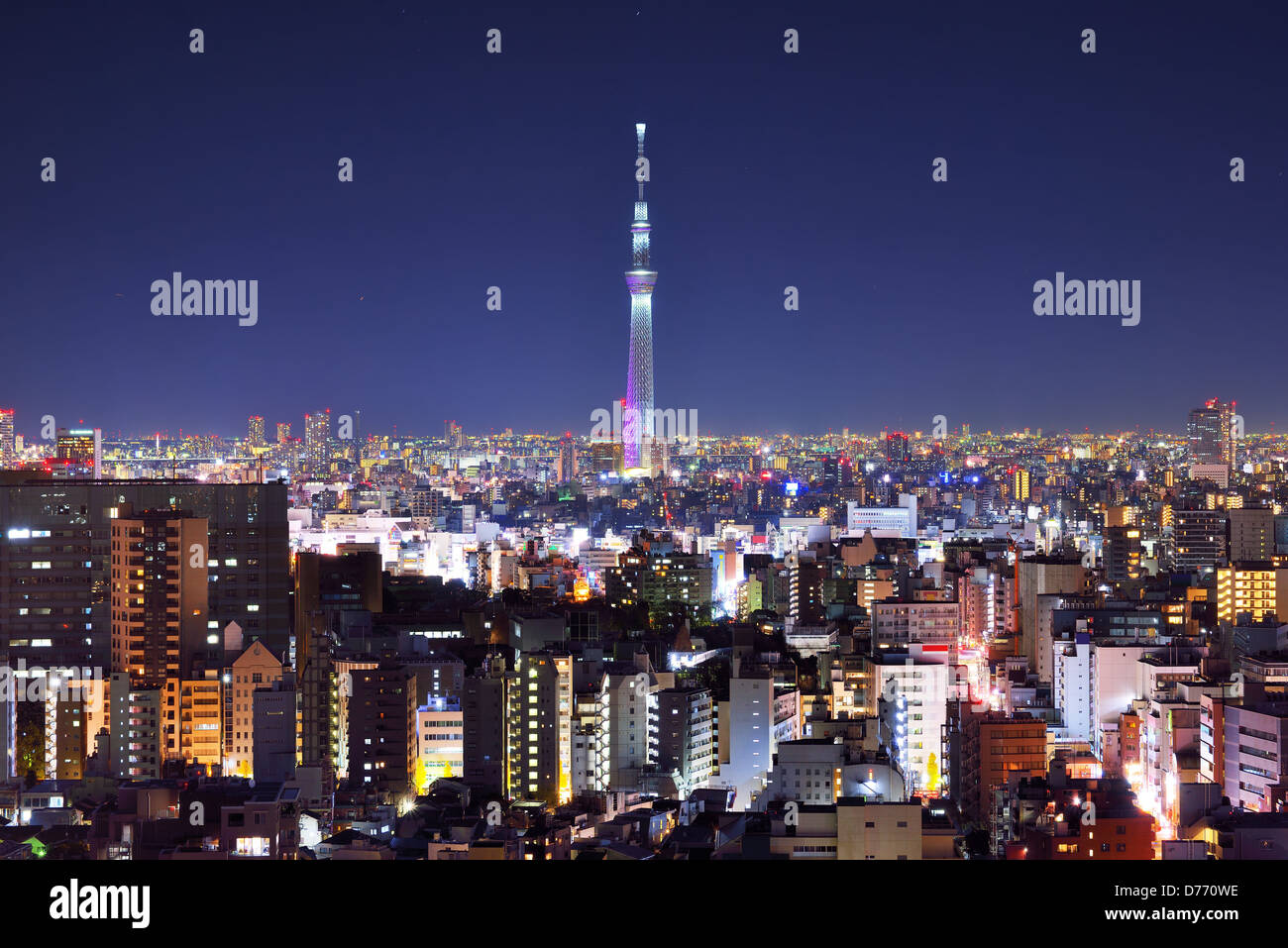 Skyline di Tokyo, Giappone a Tokyo Tower. Foto Stock