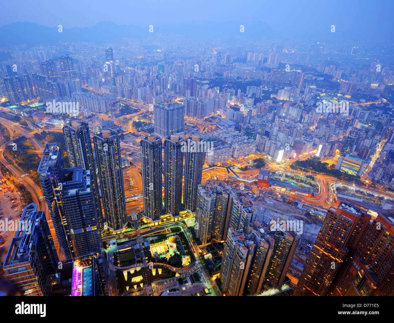 Paesaggio urbano nel distretto di Kowloon di Hong Kong, S.A.R. Foto Stock